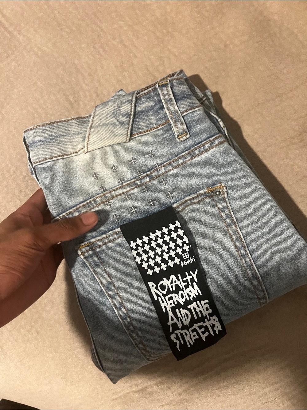 Ksubi Light Blue Skinny Men’s Jeans with Graphic Back Tag